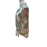 Harvé Benard Harve Benard White & Green Leaf Print Lightweight Sleeveless Button Down Shirt S Photo 1