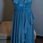 Women’s Bohemian Chiffon Ruffle Formal Party Dress Corset Back Size 18 NWOT Blue Photo 0