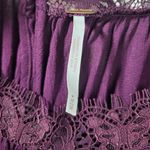 Free People Flutter By Peasant Lace Trim Square Neckline Blouse in Plum Photo 4