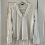 Massimo Dutti White V-neck Blouse Long Sleeves Photo 0