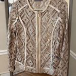 Bagatelle  Collection Nude Lace Zip Jacket Women’s Small Elegant Sheer Chic Photo 0