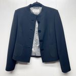 Calvin Klein Button Front Women's Long Sleeve Black Blazer Size 6 Semi Cropped Photo 0