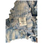 Lush Clothing New Lush Womens Size Medium Cropped Top Smocked Cap Puff Sleeve White Blue Swirl Photo 6