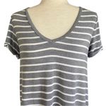 American Eagle Soft & Sexy Striped Gray White T Shirt Size XS Flowy Relaxed Fit Photo 1