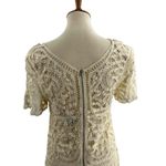 SEA Dress Cream Boho Crochet Lace Short Sleeve Lined Mini Wedding Feminine 8 New Photo 4