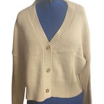 LILLUSORY Women’s Soft Knit Oversized Short Button Down Sweater Cardigan XL TAN Photo 0