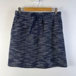 Loft Ann Taylor Blue White Ivory Skirt Knit Boucle Tweed Elastic Drawstring New Photo 9