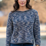 Design History  women wool blend short cropped sweater with pockets Blue Size M Photo 0