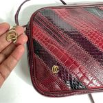 Oleg Cassini Vintage  Leather Bag Small Shoulder Burgundy Dark Red Patch Photo 2