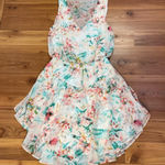 Bisou Bisou  Floral Drop Waist Sleeveless Mini Pastel Floral Dress size 6 V-Neck Photo 0