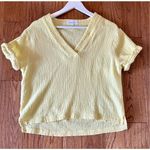 Dear John  yellow gauze rolled cuff vneck top size M Photo 8