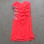 Neon Coral Cut Out Bedazzled Strapless Dress Pink Size 8 Photo 1