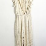 Aritzia Wilfred Fleurette Jumpsuit Cream Tan White Stripe Medium Photo 4