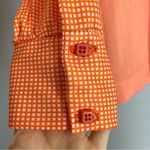 Vintage 70s Blouse Bright Orange Women's Square‎ Buttons Dagger Collar Shirt Top Photo 5