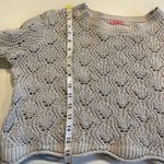 Francesca's Miami Francesca’s Ellen Pointelle Scalloped Sweater Women’s Size Medium Gray Photo 6