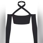 SKIMS NWOT  Onyx Black Fits Everybody Wrap Long Sleeve Super Cropped Top Photo 3