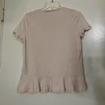 Kate Spade New York pink crew neck cotton shirt ruffle hem size Small Pink Photo 7