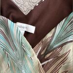 Dress Barn  Retro Print Flutter Hem Midi Dress  Teal Green Brown Whimsical Size 10 Photo 11