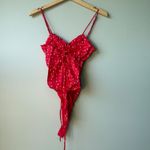ZARA ‎ Red Bodysuit Star Print Lace Up Spaghetti Strap XS Photo 1