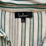 Lulus  Back to Classics Green and White Striped Midi Shirt Dress Linen‎ Blend S Photo 7