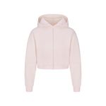 SKIMS Cotton Fleece Shrunken Zip Up Hoodie in Barely Pink, Size Medium Photo 4