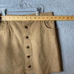 EXPRESS Skirt Womens 2 Faux Suede‎ Mini Exposed Button A Line Light Tan Beige Photo 4