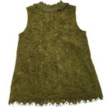 J.Crew Top Womens Petite X Small Green Lace Ruffle Neck Blouse Photo 2