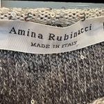Amina Rubinacci Textured Sequin Grey Linen Blend Knit Sweater Dress Size Medium Gray Photo 7