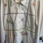 Alfred Dunner White Floral Butterfly Embroidered Zip Up Jacket Size 10 Photo 0