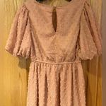 La Femme Pink Swiss Dot V-Neck Short Sleeve Flowy Lined Mini Dress Size Small Photo 6