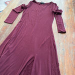 Lulus Women's Burgundy Long Sleeve Maxi w/ Large Slit Dress Small Photo 4