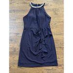 Alex Evenings Woman's  Short Metallic Knit‎ Dress with Beaded Neckline Dark 16 Photo 2