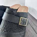 Toms Elisa Black Leather Wooden Clogs Women's size 6 Photo 3