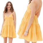 Urban Outfitters Fieldstone Ladder Open Back Tiered Mini Dress in Mango Yellow Photo 39