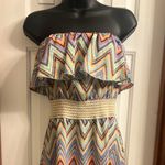Ocean Drive Y2K Multi-colored chevron strapless boho dress with elastic waistband Photo 1