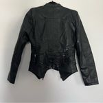 Vic Bee Faux Leather Fitted Moto Jacket in Black Medium Photo 3