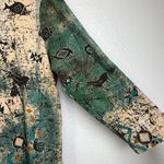 Cactus Shirt Womens Large Green Aztec Animals V Neck Rhinestones Tribal Casual Photo 5