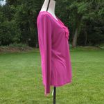 Elle NWT  Pima Cotton Longsleeve Shirt with Pleated Neckline Photo 3