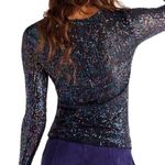 Free People Gold Rush Sequin Long Sleeve Top - Black Combo Size XS Photo 0