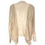 illia Womens Linen Leather Trim Open Front Drape Cardigan Jacket Size 10 Beige‎ Tan Photo 2