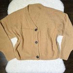 Tan Cable Knit Button Down Cardigan Sweater Size M Photo 0