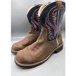 Ariat 9.5 B Womens Boots Brown Leather Western Cowboy Embroidered Detail Photo 1