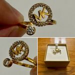 Michael Kors Gold-Tone Encircled Logo Open Ring Size 8 Photo 1