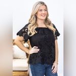 Umgee  Black‎ Floral Lace Square Neck Top Size Medium Photo 2