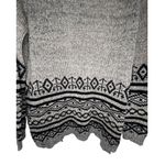 Dreamers Grey And Black Fair Isle Aztec Open Knit Cardigan Sweater Photo 3
