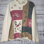 Vintage Grandma Knit Sweater Bird & Flower Embroidery XL Photo 0