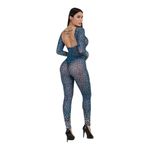 Blue and Black Mesh Patterned Jumpsuit Size L Size L Photo 1