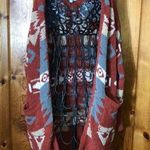 Warm and cozy life style Aztec cardigan orange/gray size medium fuzzy top Photo 0