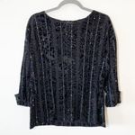 Coldwater Creek Black Velvet Burnout Sequin Accent Top Size XS Party Sparkles Photo 5