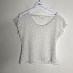 Escapades White Lace Vintage Sheer Stretchy Short Sleeve Top Small Coquette Photo 1